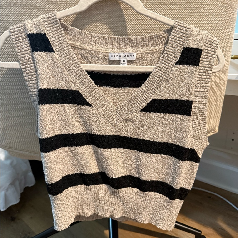 Black and Gray V-Neck Sweater Vest